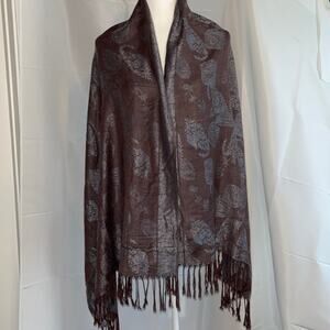 Beautiful Brown and Blue Print Pashmina